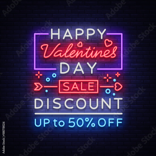 Valentine's Day is a proposal, a neon style banner template. Neon Sign, Poster Design for a Store, Bright Banner, Luminous Neon Advertising, Flyer, Postcard, Brochure. Vector