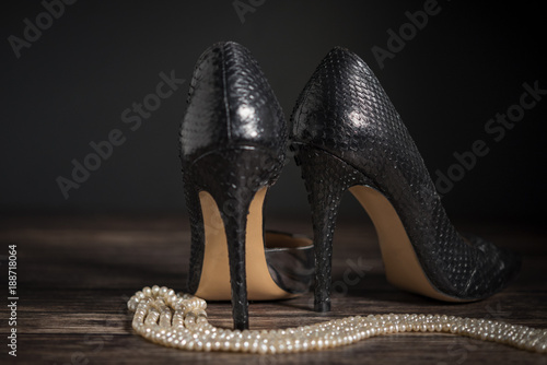 snake leather high heels for modern woman