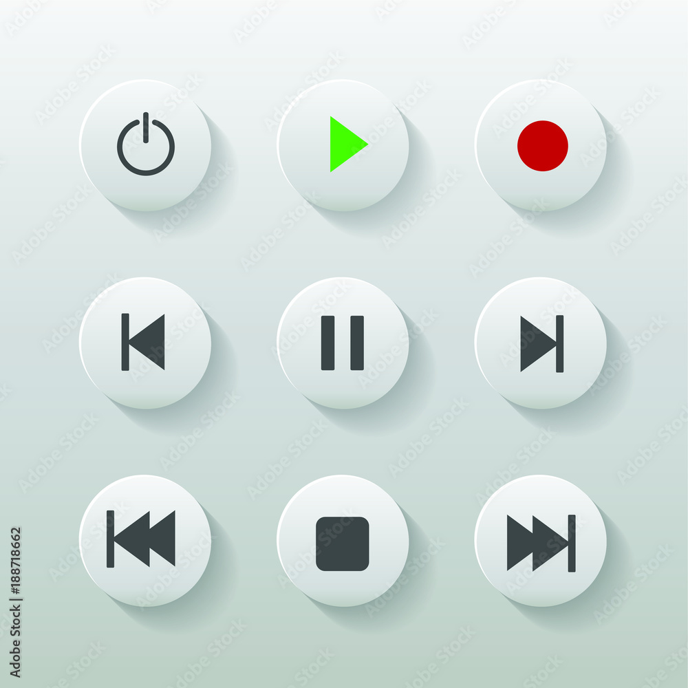 symbol icon set media player control white round buttons. vector illustrator symbol icon set media player control white round buttons. vector illustrator