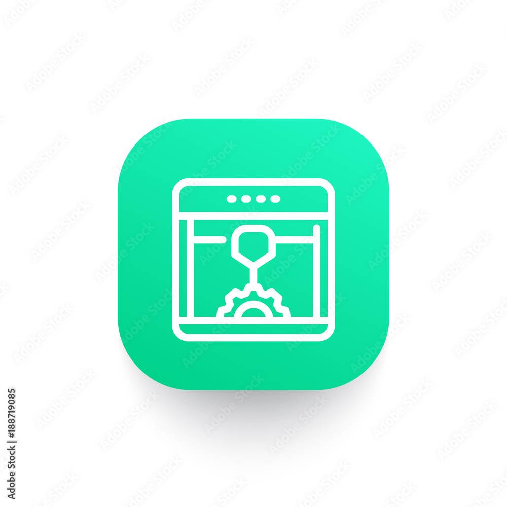 3d printer line icon, printing, additive manufacturing vector pictogram 3d printer line icon, printing, additive manufacturing vector pictogram