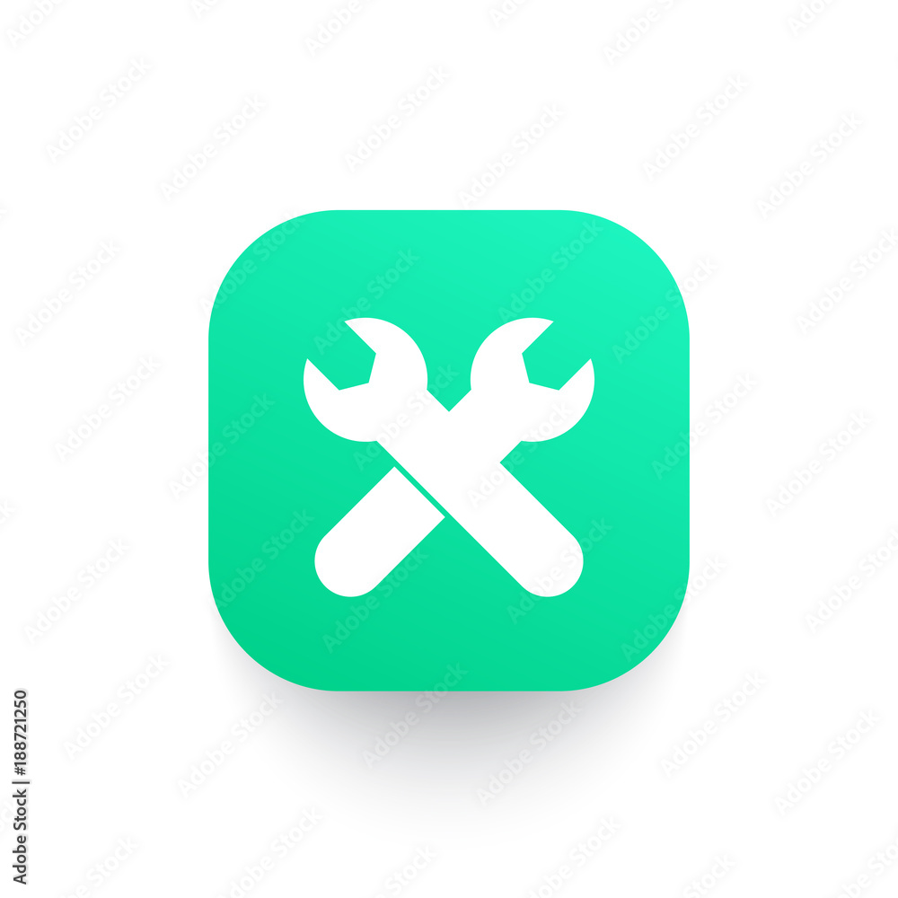 Obraz premium crossed wrenches icon on green shape