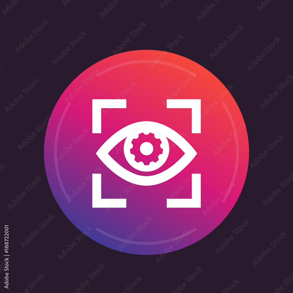 eye with gear icon, vector pictogram eye with gear icon, vector pictogram