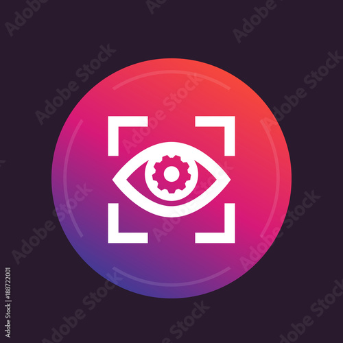 eye with gear icon, vector pictogram