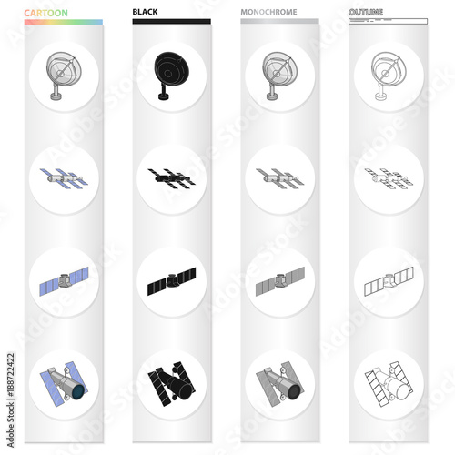 Galaxy, satellite, radar, and other web icon in cartoon style. Inovation, technology, sputnik, icons in set collection.