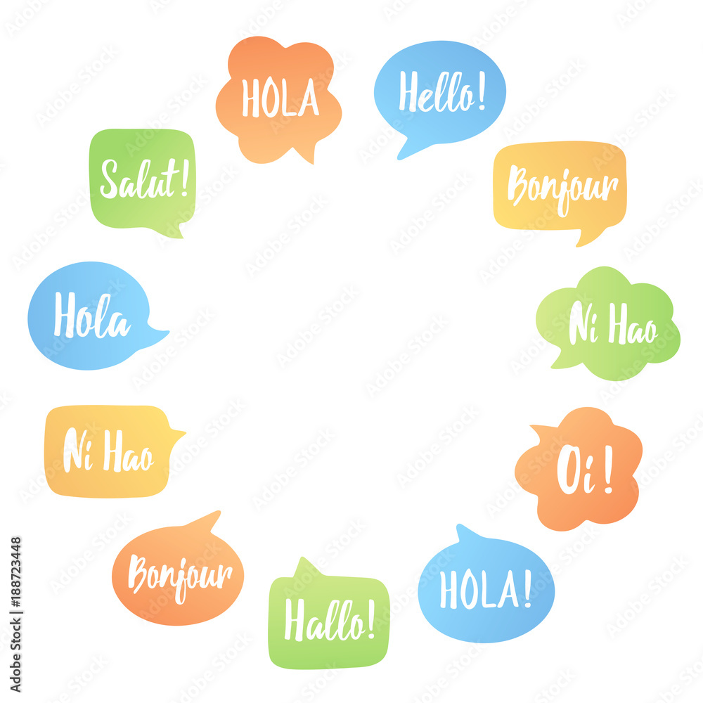 Color Speech bubbles Poster. Vector set of bubbles in circle with place