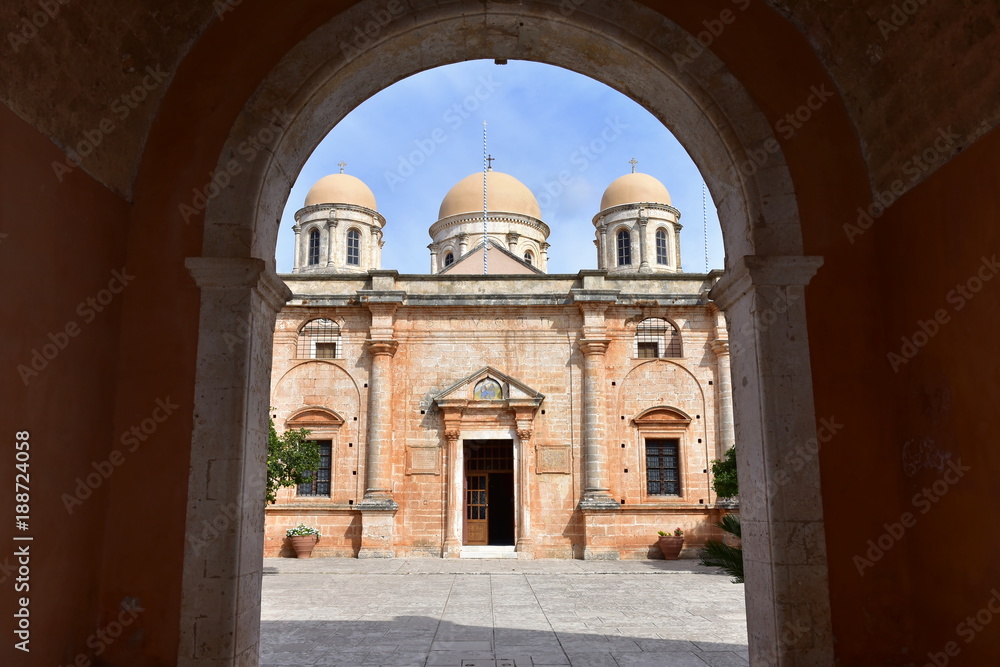 important Agia Triada monastery on Crete island