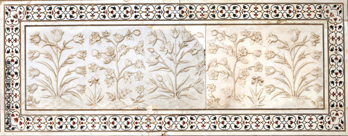 Floral design on the walls of Taj Mahal, Agra, India
