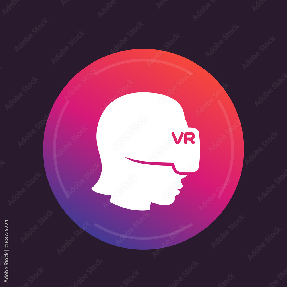 virtual reality icon with girl in VR headset virtual reality icon with girl in VR headset