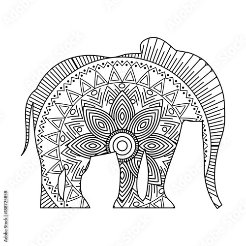 Fototapeta Naklejka Na Ścianę i Meble -  drawing zentangle for elephant adult coloring page vector illustration