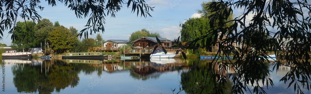 River Trent boats and trees panoramic view