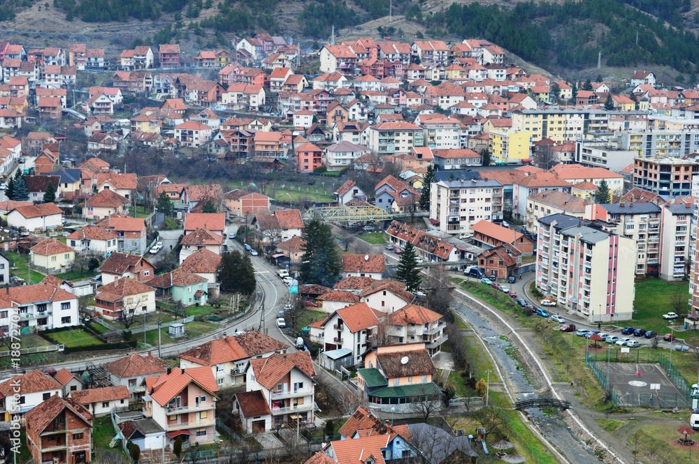 part of town with lots of houses
