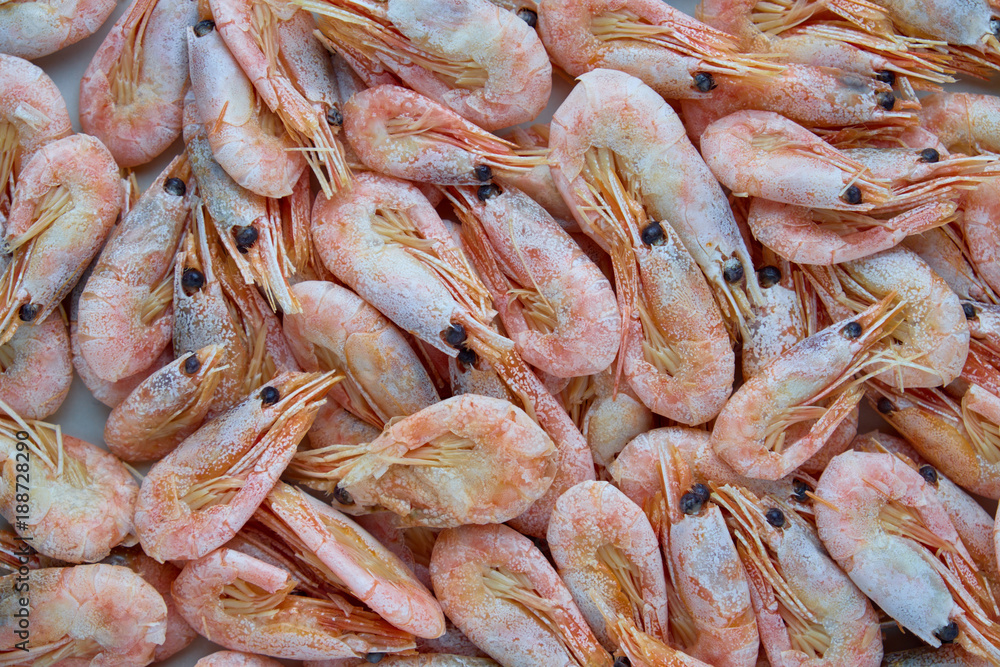 Delicious boiled shrimp texture background
