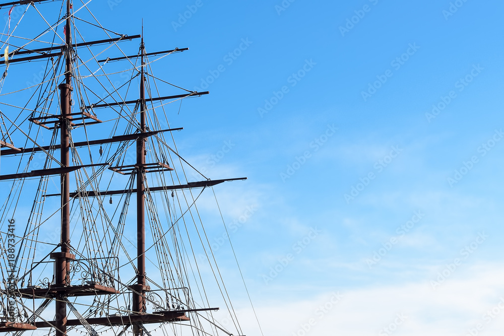 A part of a sailing ship, the masts of a ship, the sea