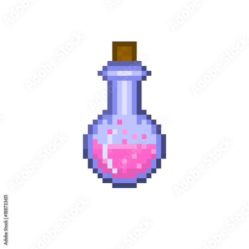 Pixel bottle of potion for games and websites