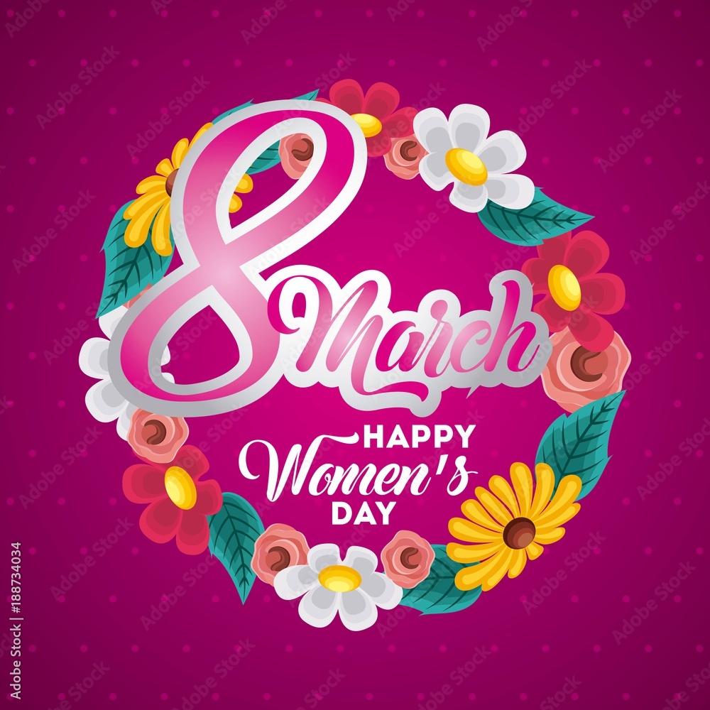 poster international happy womens day 8 march floral greeting card vector illustration