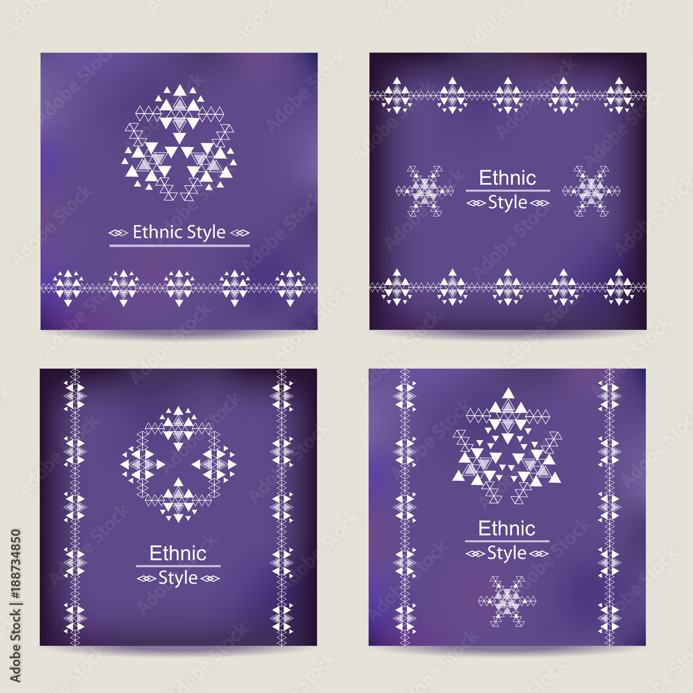 Set of four ultra violet cards with ethnic design Set of four ultra violet cards with ethnic design