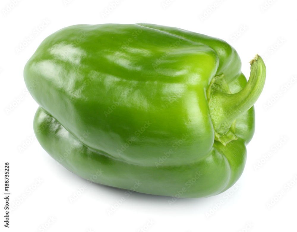 one green sweet bell pepper isolated on white background one green sweet bell pepper isolated on white background