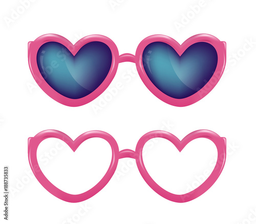 Vector realistic eyeglasses heart shape photobooth