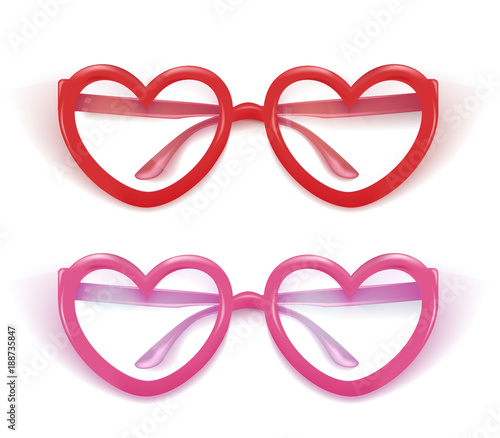 Vector realistic eyeglasses heart shape photobooth