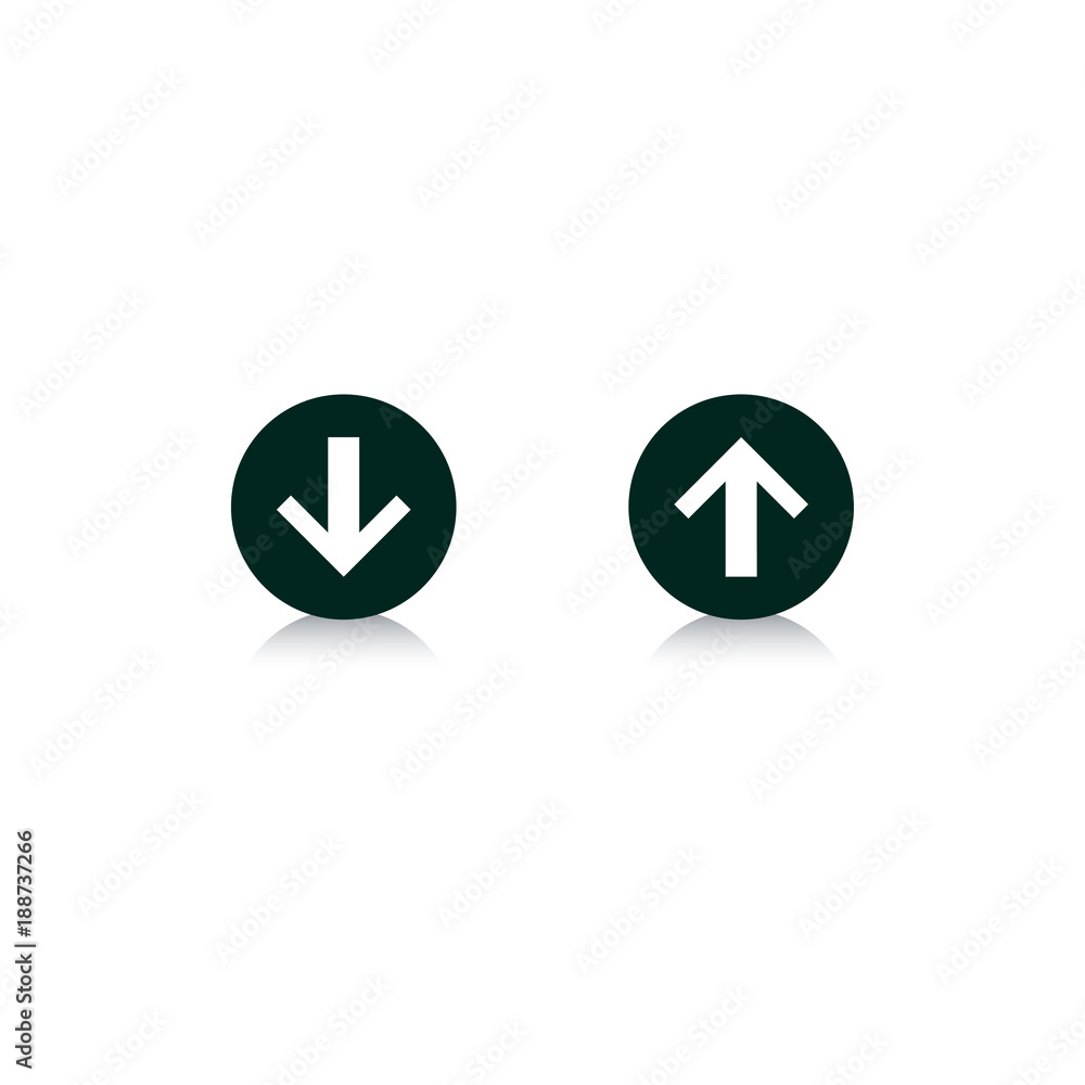 Red and green arrows icon. Vector illustration isolated on white background. Symbols of moving up and down Red and green arrows icon. Vector illustration isolated on white background. Symbols of moving up and down