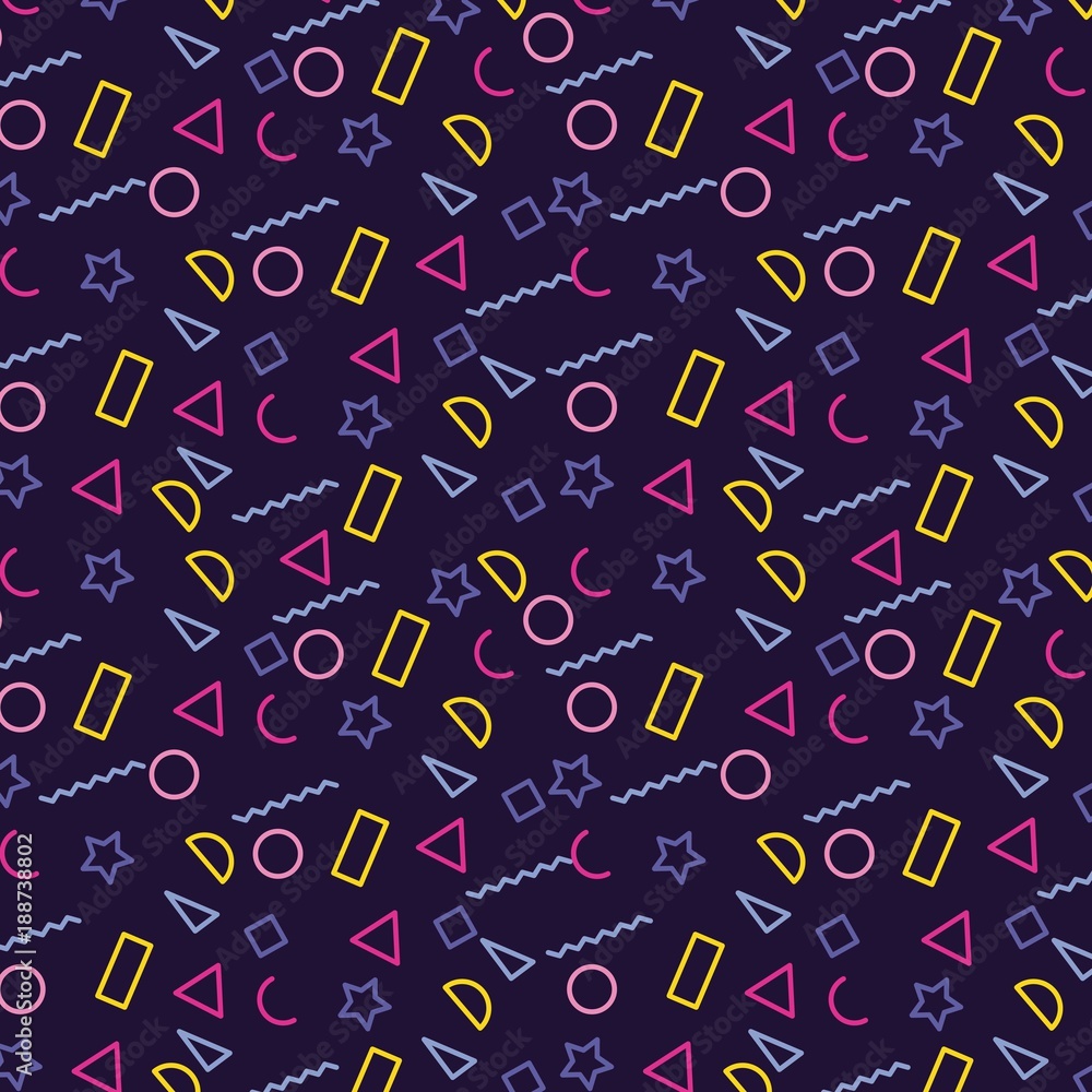 memphis abstract geometric seamless pattern with circle and triangle stars design vector illustration memphis abstract geometric seamless pattern with circle and triangle stars design vector illustration