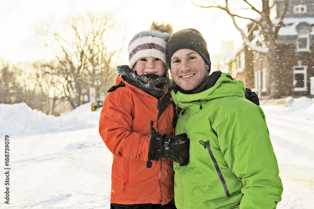 Father And Son In Snowy Landscape Father And Son In Snowy Landscape
