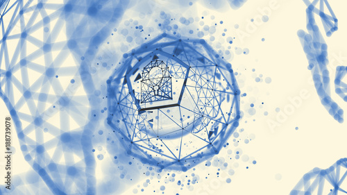 Abstract crypto cyber security technology on global network background. Digital theme. 3D illustration