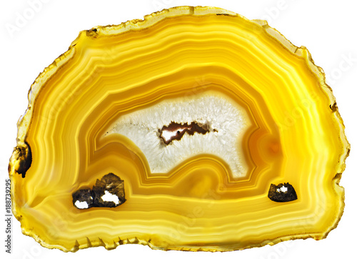 Obraz na płótnie Agate Crystal cross section isolated on white background