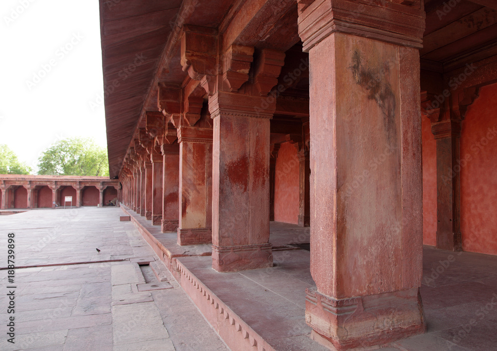 Red Sandstone pillars at Fatehpur Sikri, India