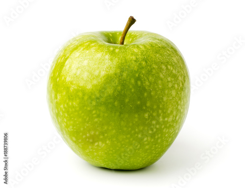 Ripe green Apple on a white background.