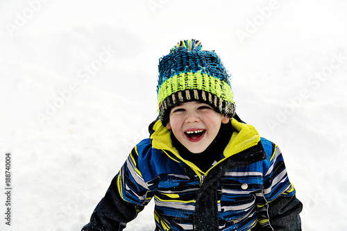Cute boy in winter season