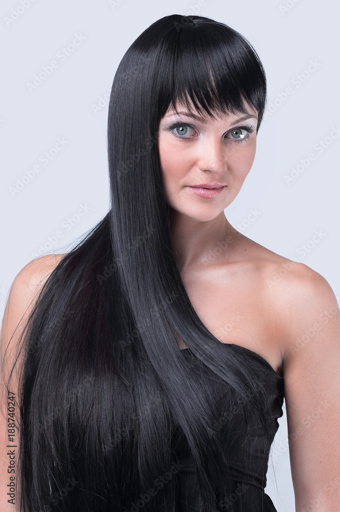 Fototapeta premium woman close-up isolated on a gray background