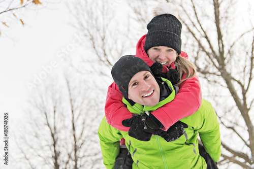 Couple on winter  man with his girlfriend