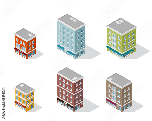 set of apartment buildings