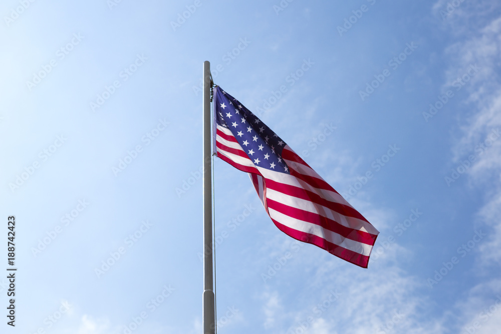 Flag of United States on a flagpole Flag of United States on a flagpole