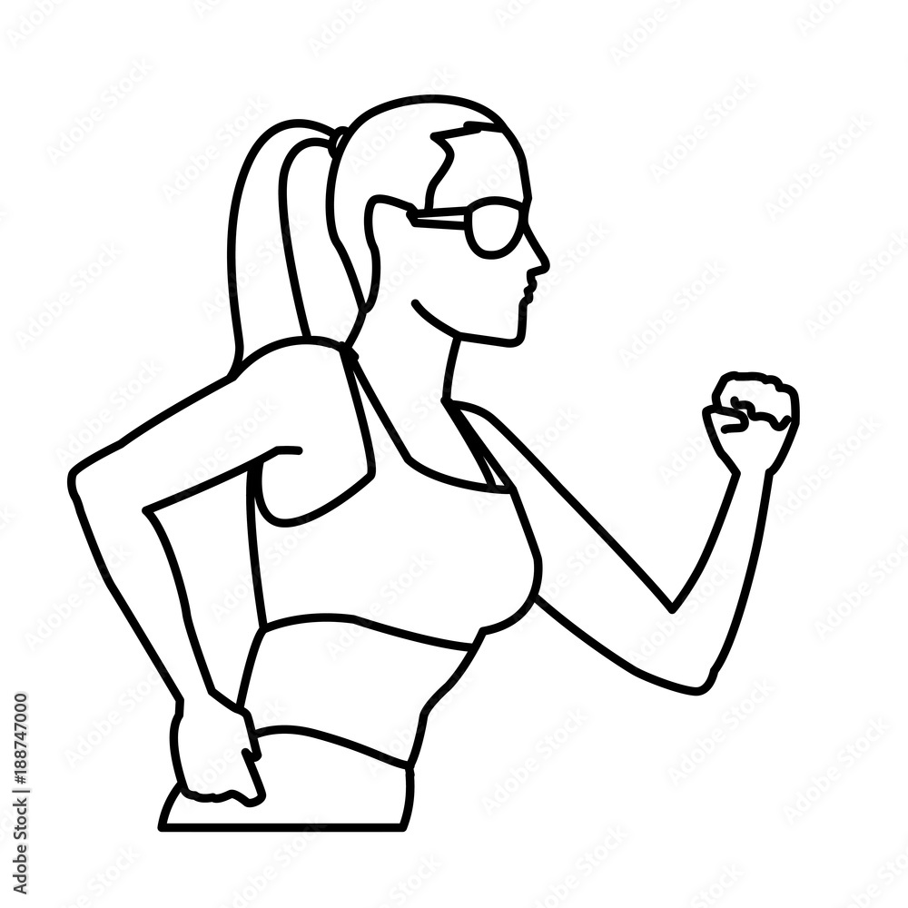 Fototapeta premium Fitness woman profile icon vector illustration graphic design