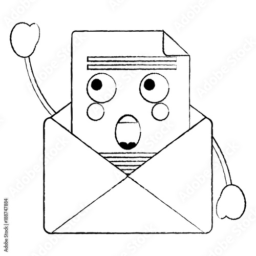 suprised message envelope kawaii icon image vector illustration design 