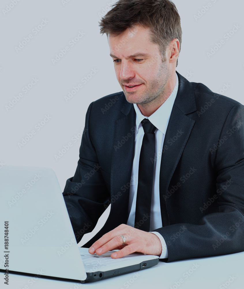 Portrait of young confident business man with laptop. Portrait of young confident business man with laptop.