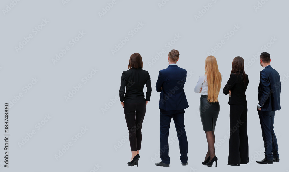 © ASDF - Back view of a Group of business team. Isolated on white background.