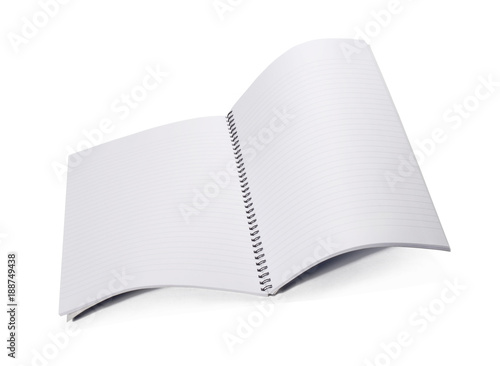 Foto Cuaderno abierto y paginas en blanco.