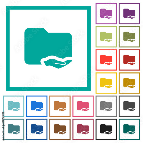 Shared folder flat color icons with quadrant frames