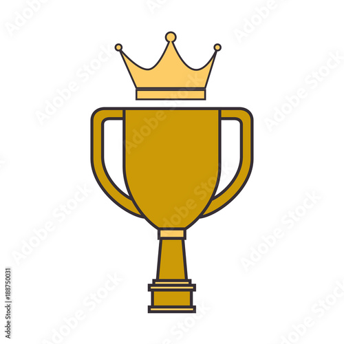 trophy cup with crown championship award vector illustration design