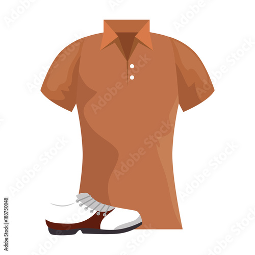 golf shirt uniform with shoe vector illustration design