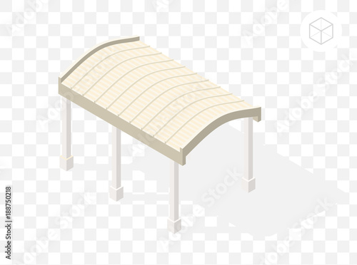 Isometric High Quality City Element with 45 Degrees Shadows on Transparent Background . Pergola
