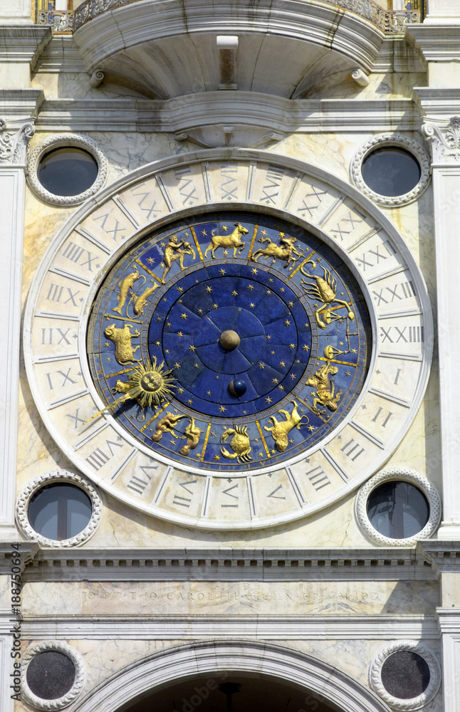 Obraz premium Outdoor astrological clock in the Doge's Palace, Venice, 2017.