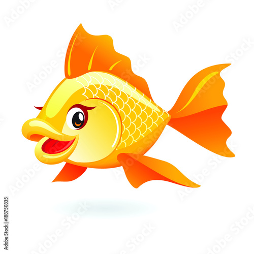 Cute gold fish cartoon vector illustration.