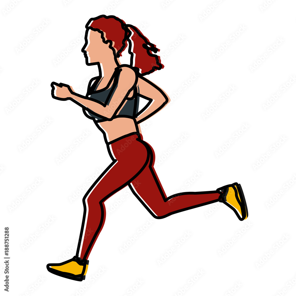 Fitness woman running icon vector illustration graphic design Fitness woman running icon vector illustration graphic design