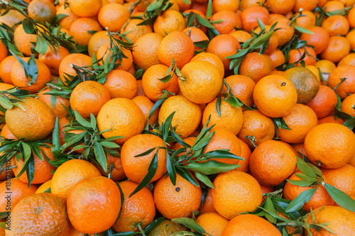 heap of ripe sweet tangerines