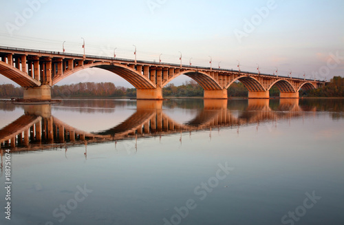 Communal bridge over Biya river in Biysk. Altai Krai. Western Siberia. Russia