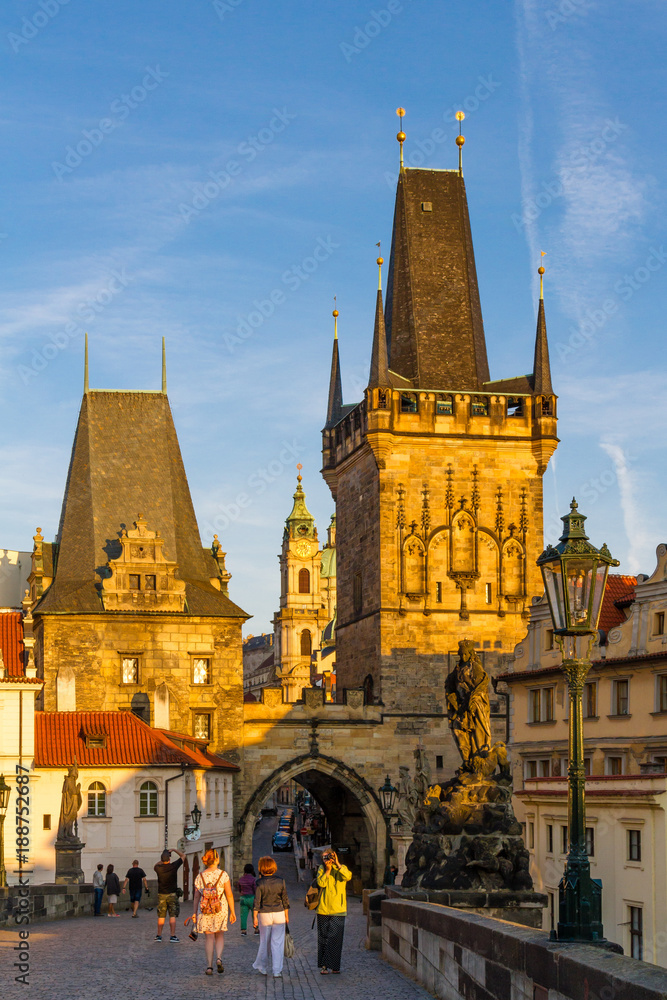 Obraz premium View on old-town bridge tower in Prague, Czech Republic. 
